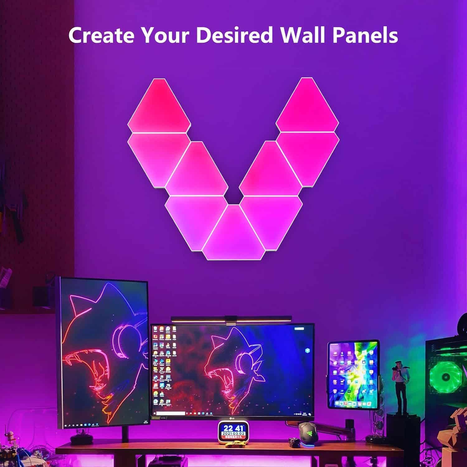 quntis-gaming-rgb-lights-triangle-panels-wifi-6er-set-musik image 3