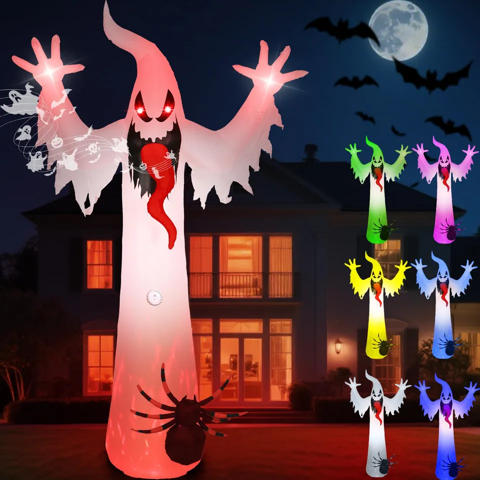 quntis-halloween-lights-aufblasbarer-geist-12ft-mit-spinne-led image 1