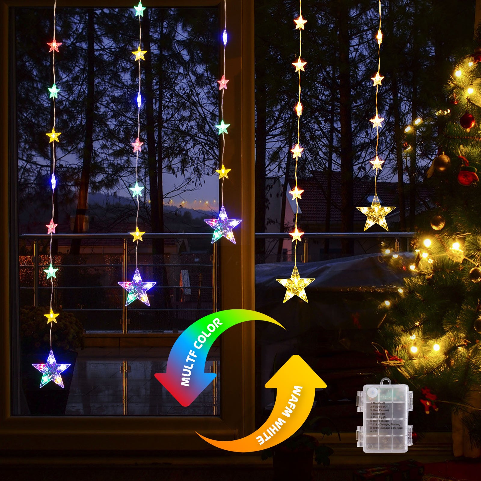 quntis-xmas-lights-sternenvorhang-52-led-bunt image 1