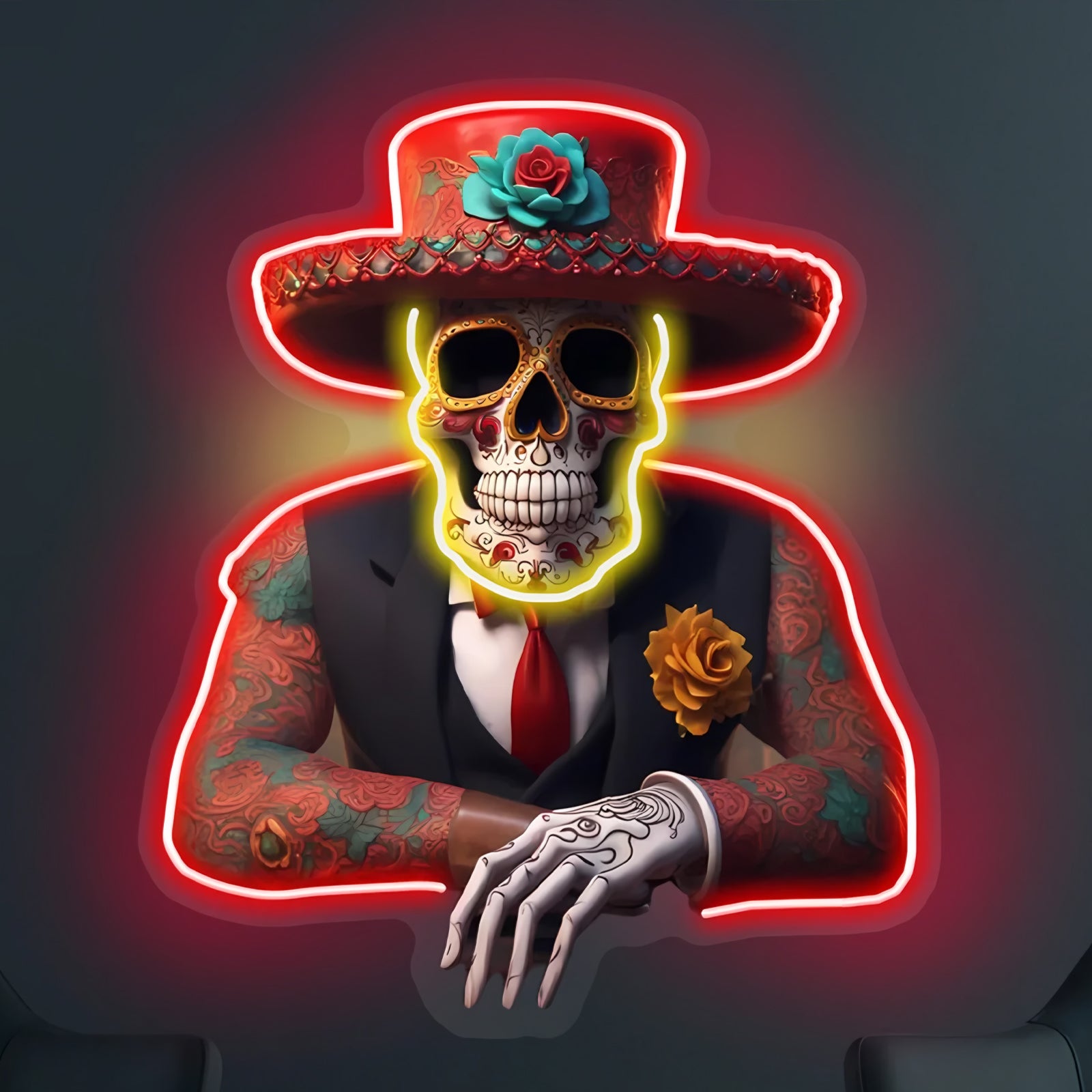 quntis-halloween-lights-sugar-skull-neon-schild-65cm-led image 1