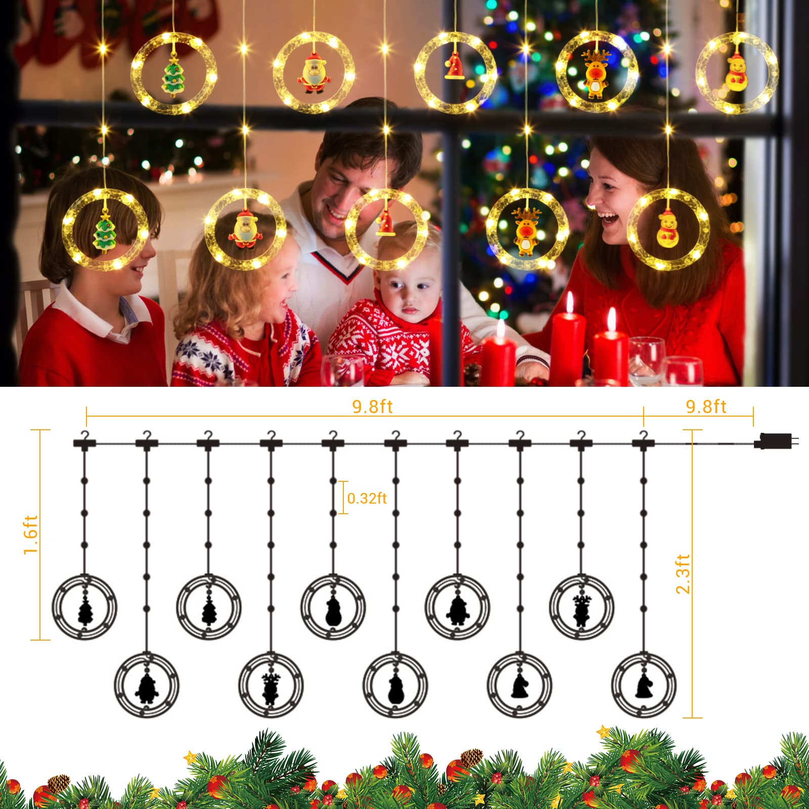 quntis-xmas-lights-lichtervorhang-warmwei-100-leds-3m image 7