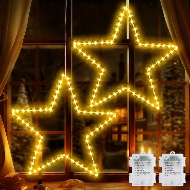 quntis-xmas-lights-stern-fensterlicht-70-led-warmwei-batterie image 1