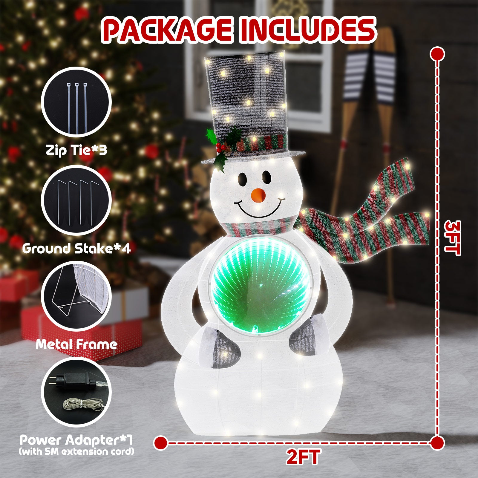quntis-xmas-lights-schneemann-3d-tunnel-56-led-warmwei-90cm image 6