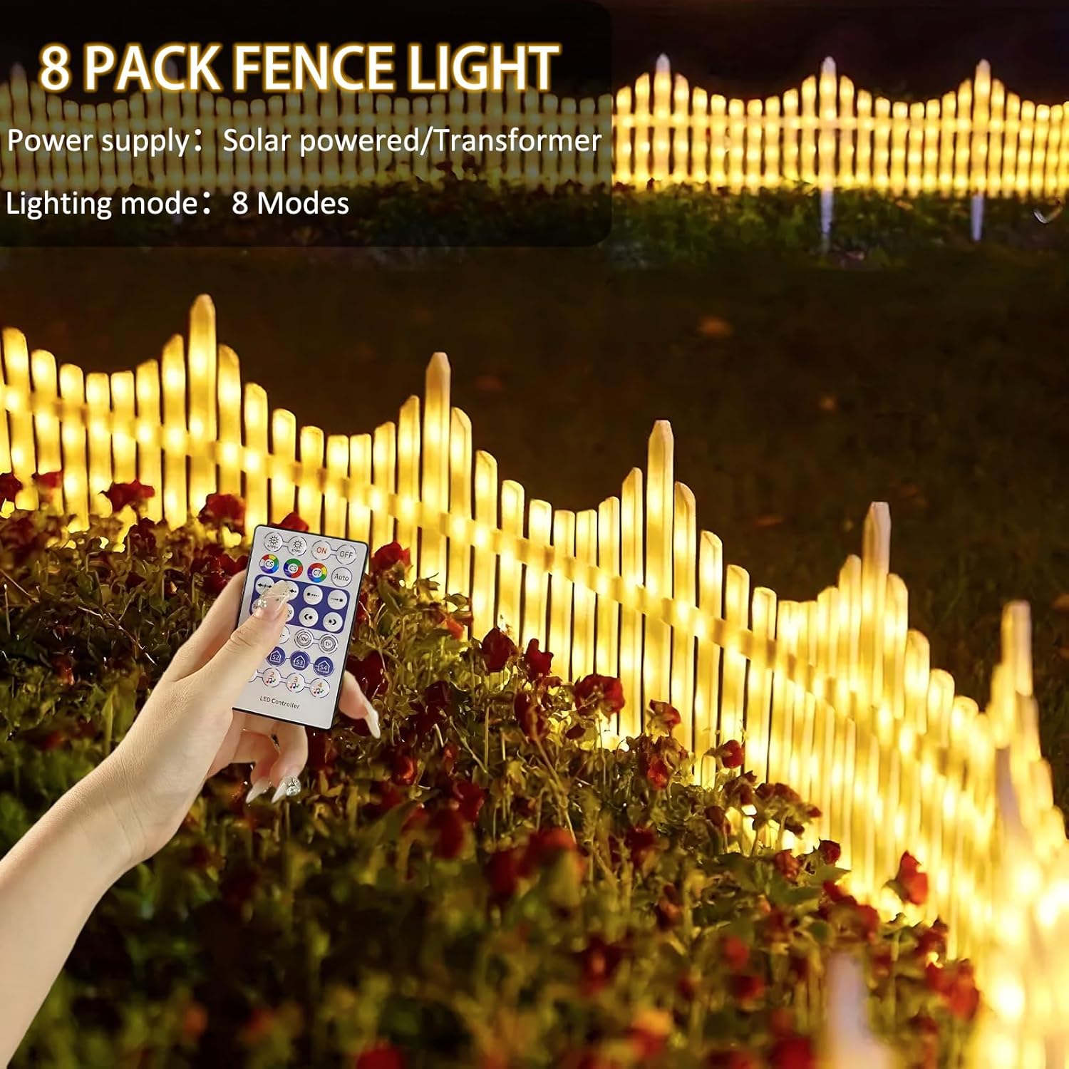 quntis-xmas-lights-lichterzaun-2-8m-288-led-warmwei-8er-set image 2