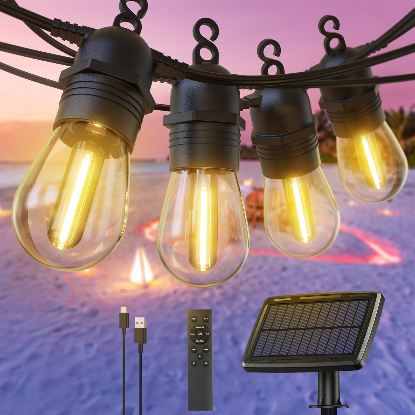 quntis-led-solar-lights-s14-lichterkette-warmwei-57ft-mit-fernbedienung image 1