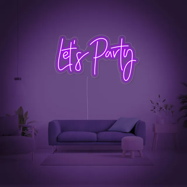 quntis-neon-signs-let-s-party-schild-40cm-lila-led image 1