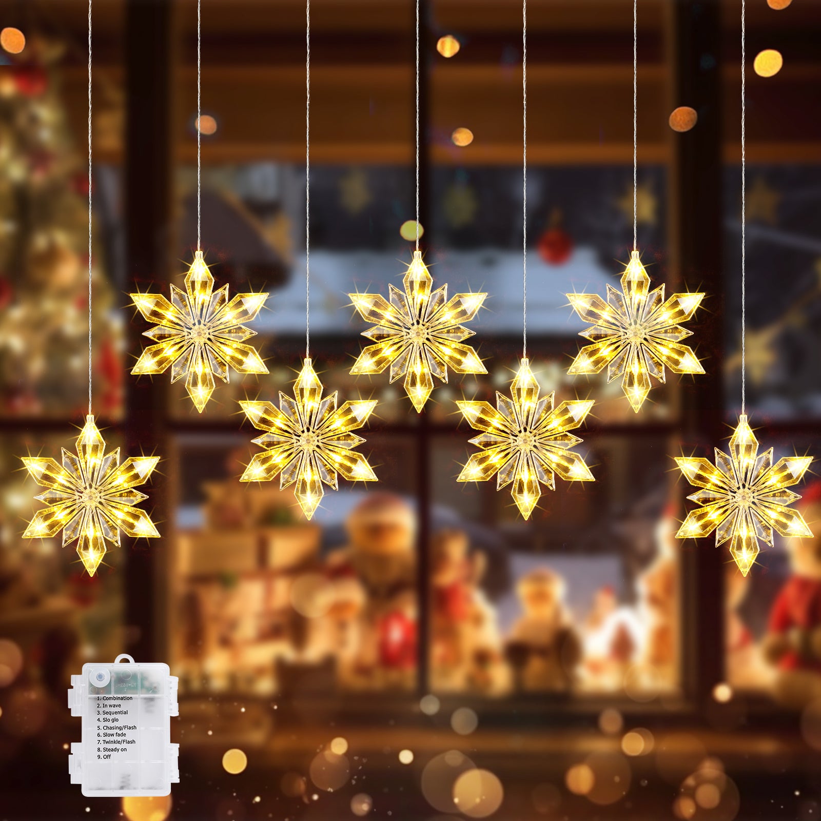 quntis-xmas-lights-schneeflocken-lichterkette-7-tlg-warmwei image 1
