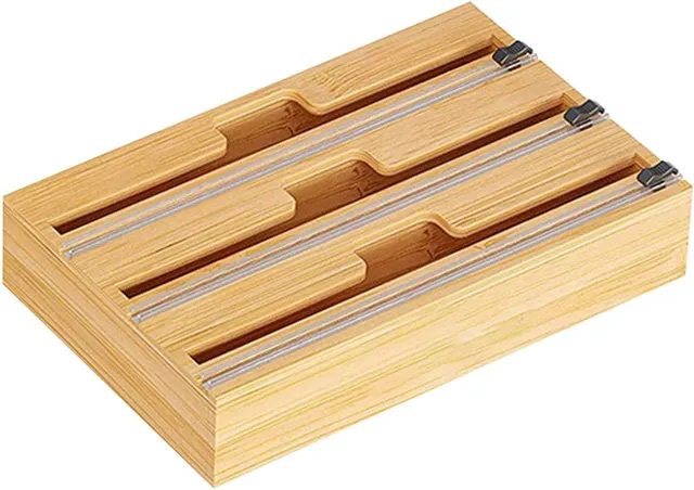 vivitar-3-in-1-folienspender-bambus-mit-cutter-schublade image 1