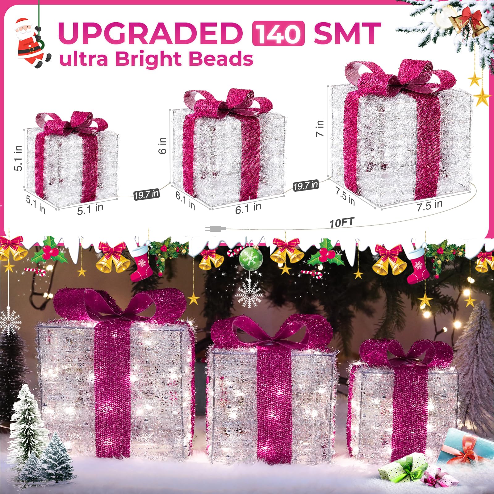 quntis-xmas-lights-geschenkboxen-3er-pink-140-led-timer image 3