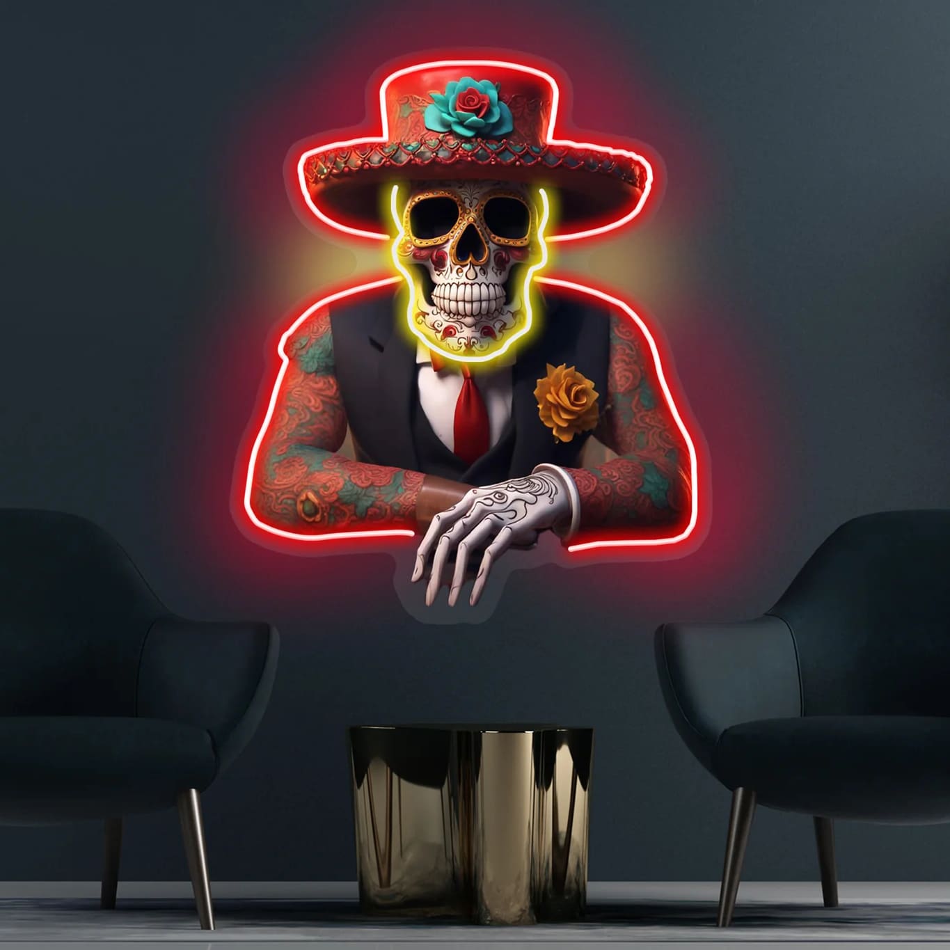 quntis-halloween-lights-sugar-skull-neon-schild-65cm-led image 2