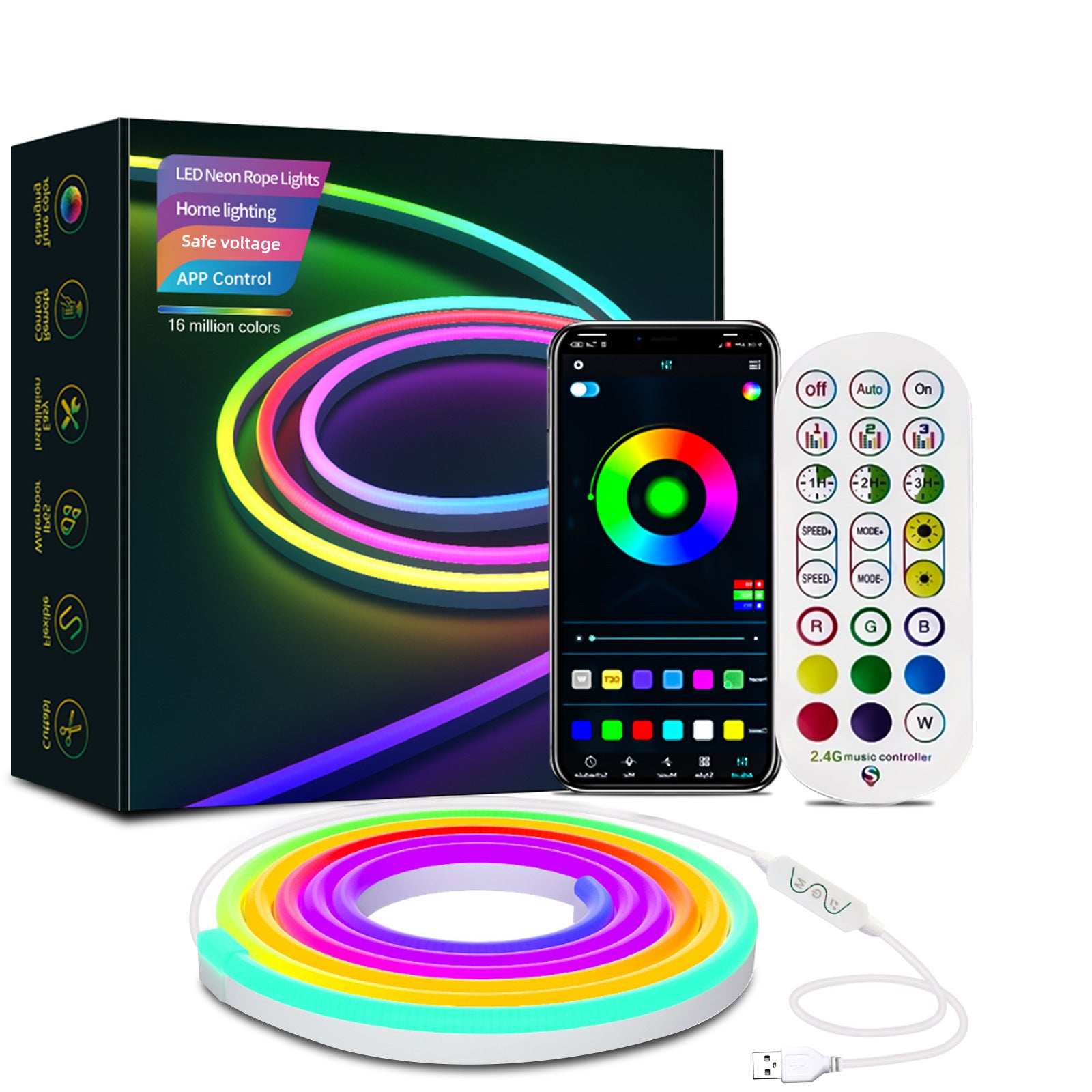 quntis-gaming-rgb-lights-rgbic-neon-strip-2m-bluetooth-musik image 1