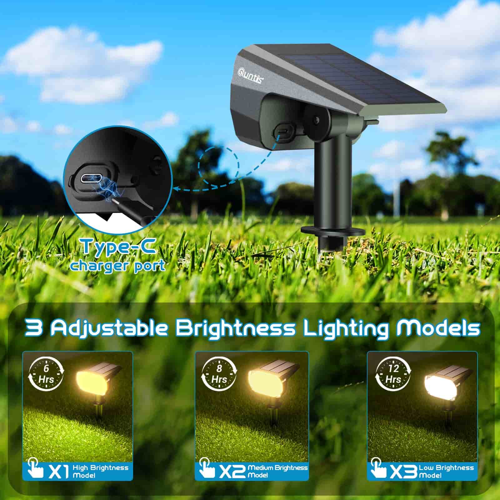 quntis-led-solar-lights-spot-28-led-warmwei-2700k-6er-pack-usb-c image 3