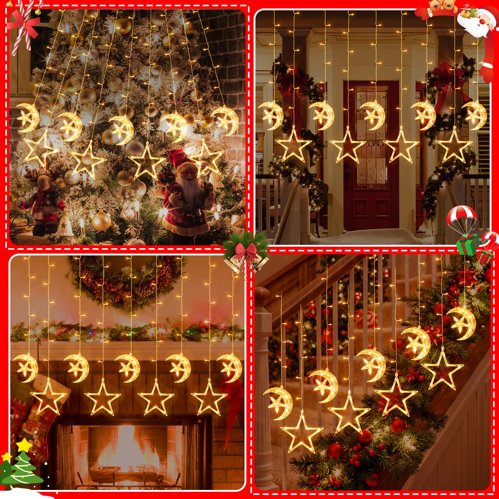 quntis-xmas-lights-stern-lichtervorhang-9er-warmwei-125-led image 2