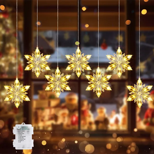 quntis-xmas-lights-schneeflocken-lichterkette-7-tlg-warmwei image 1