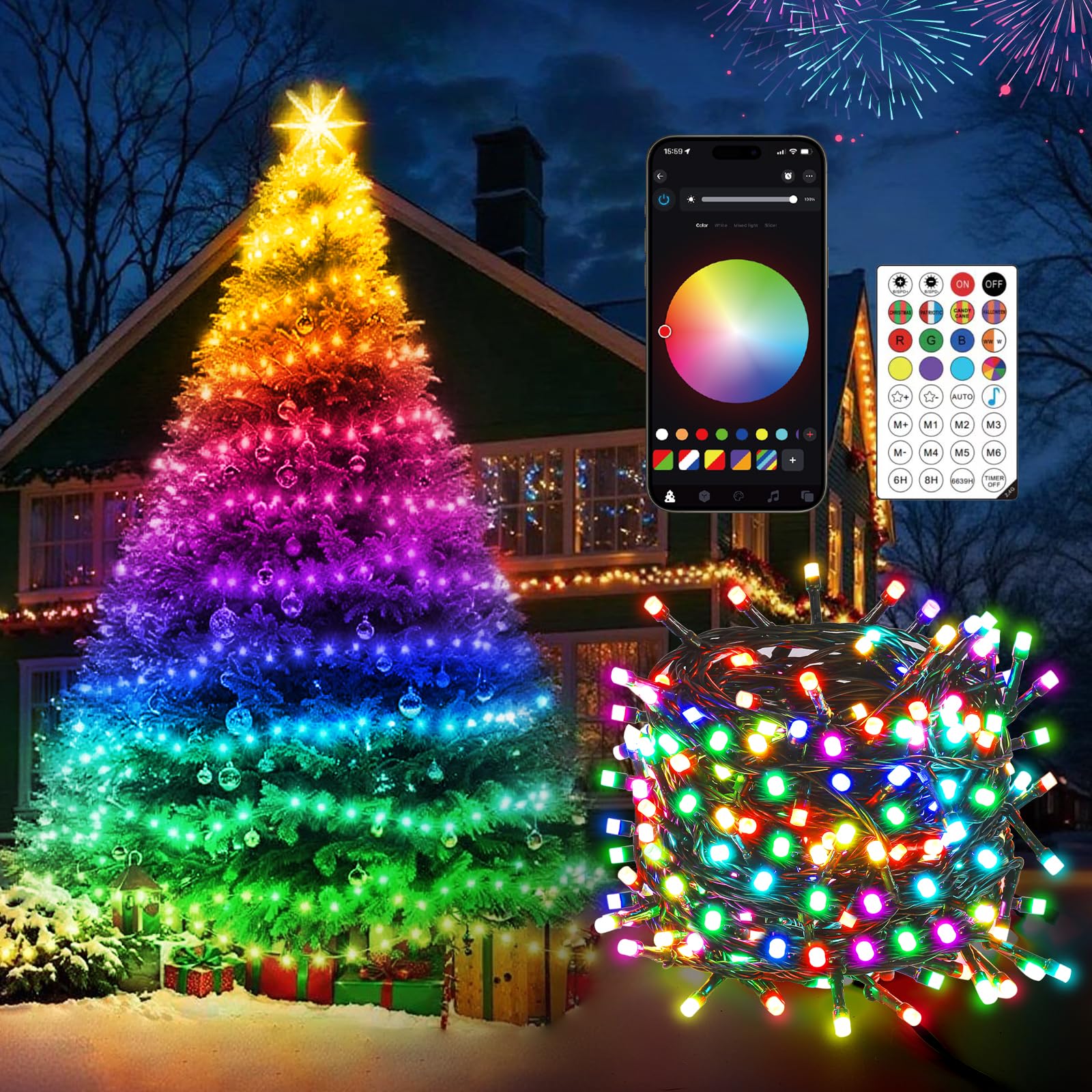 quntis-xmas-lights-lichterkette-30m-300-led-rgb-app-usb image 1