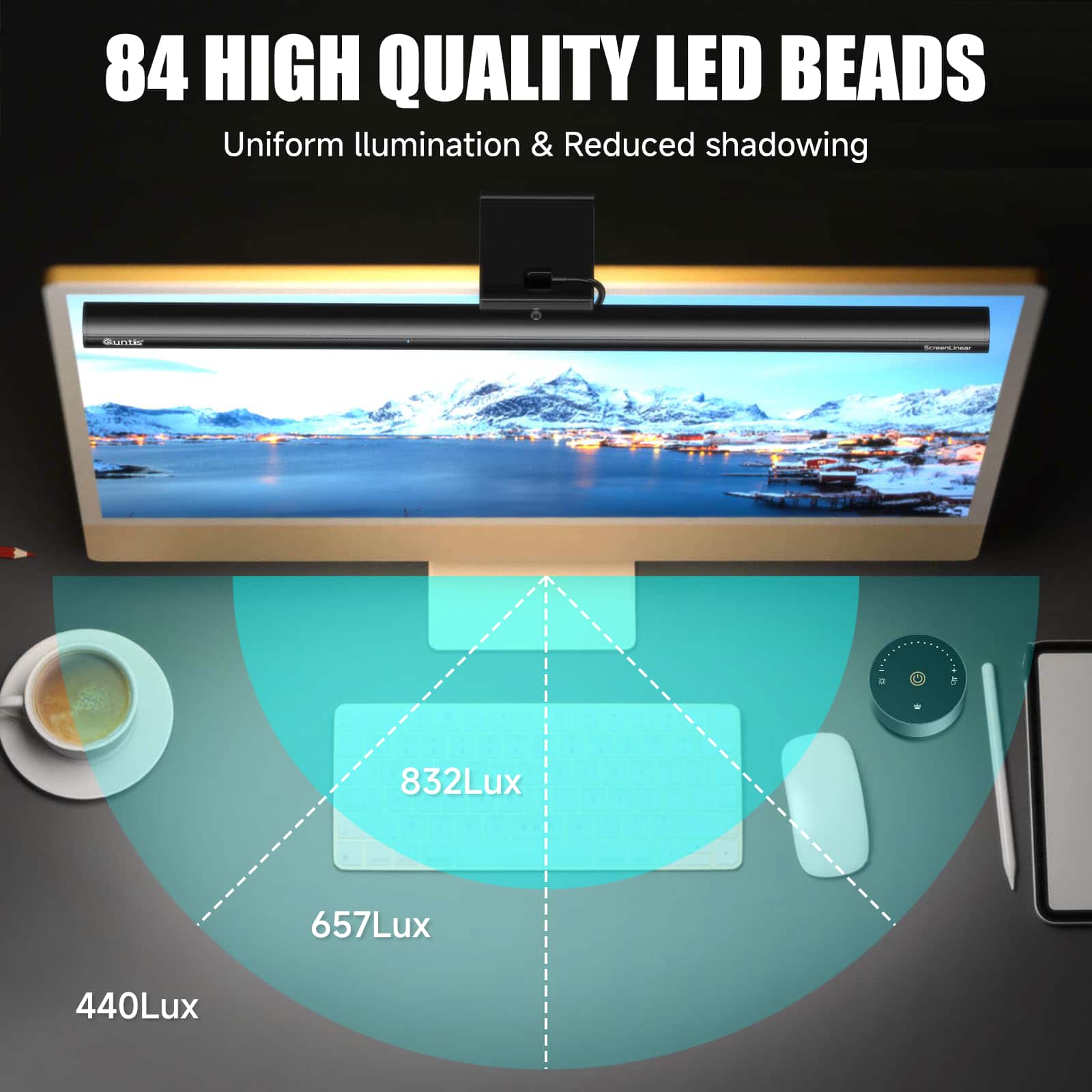 quntis-focus-monitor-light-bar-mit-fernbedienung-kamera-halterung image 4