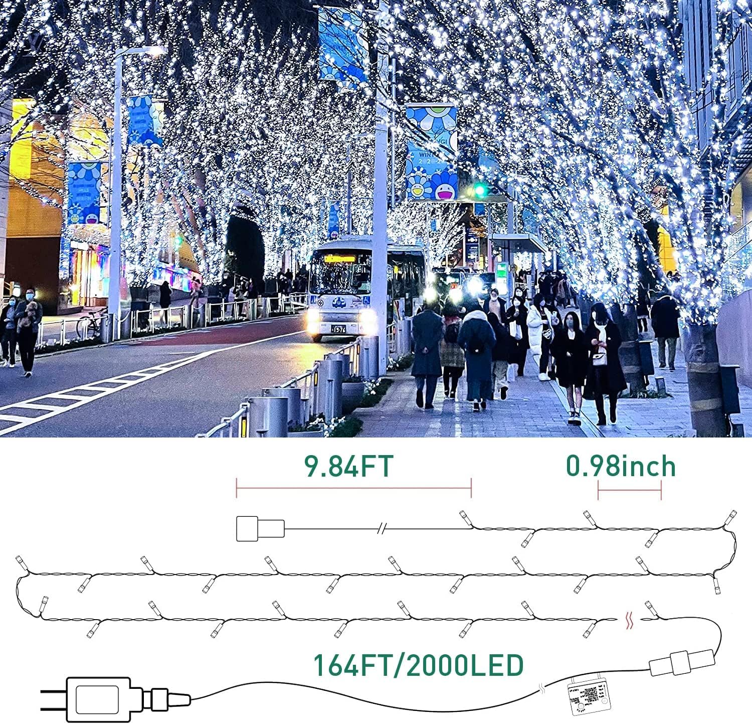 quntis-xmas-lights-164ft-lichterkette-kaltwei-2000-led image 5