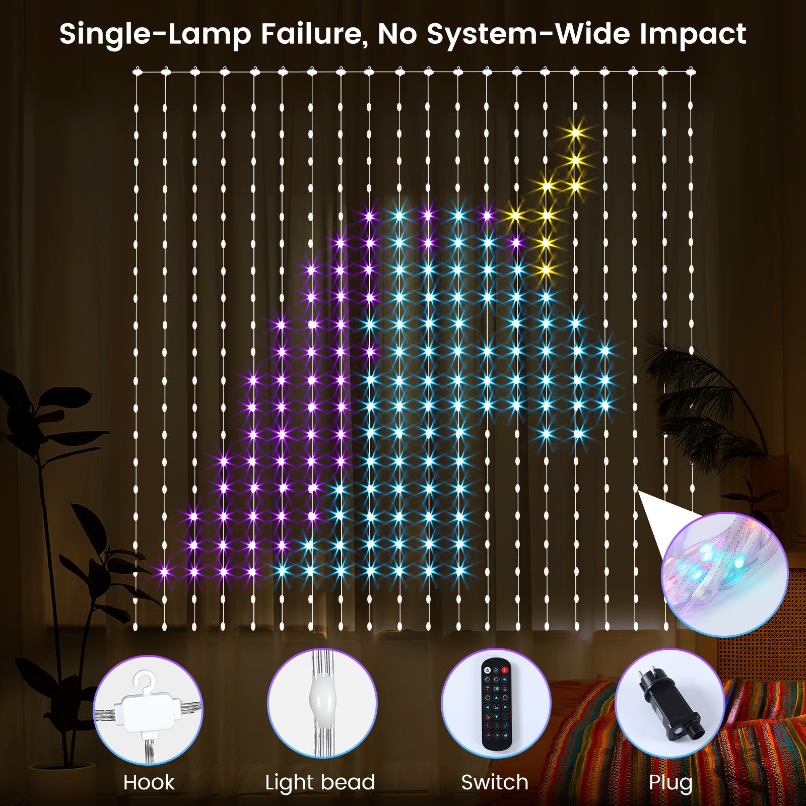 quntis-led-lichtervorhang-rgb-3x3m-400-led-app-musik-deko image 4