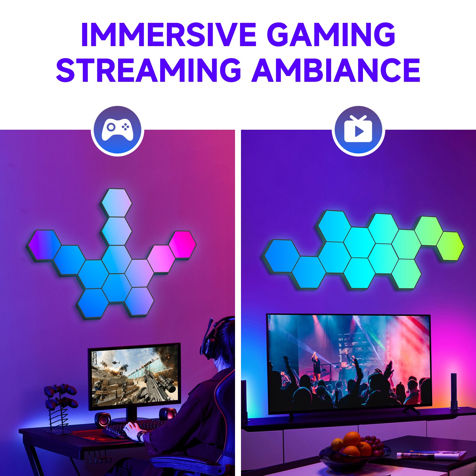 quntis-gaming-rgb-hexagon-wandlampe-6-panels-bluetooth image 3