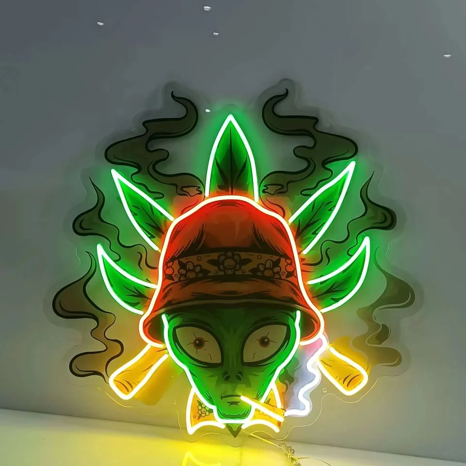 quntis-neon-signs-smoking-alien-neon-schild-16-zoll-gr-n image 1