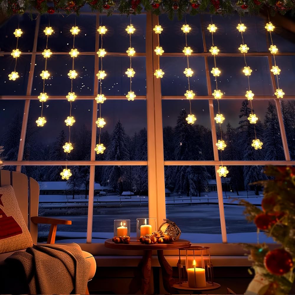 quntis-xmas-lights-schneeflocken-lichterkette-50-led-warmwei image 1