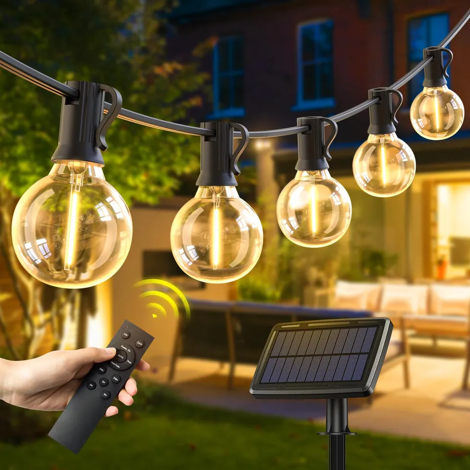 quntis-led-solar-106ft-g40-lichterkette-warmwei-fernbedienung image 1