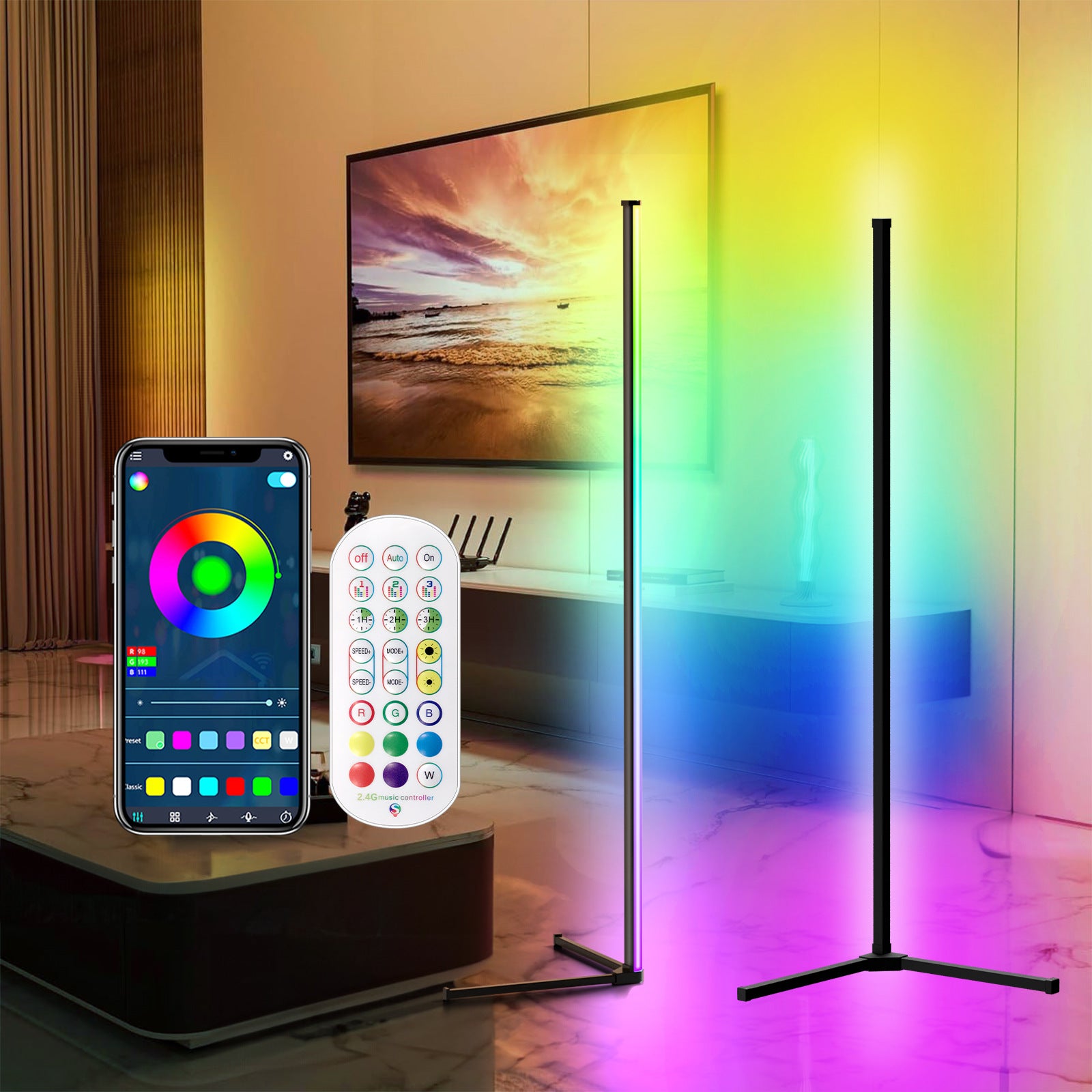 quntis-gaming-rgb-lights-eck-stehlampe-142cm-wifi-alexa-musik image 6