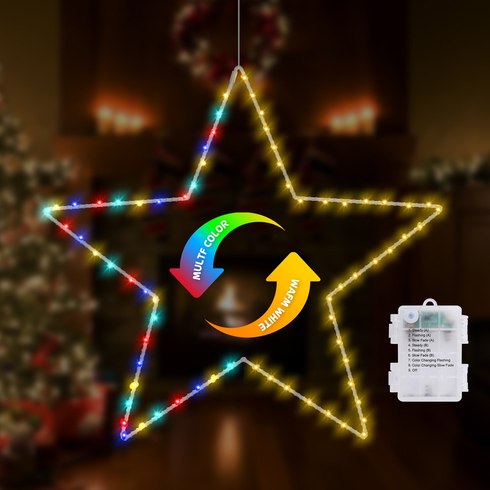 quntis-xmas-lights-stern-lichterkette-2er-warmwei-bunt-batterie image 2
