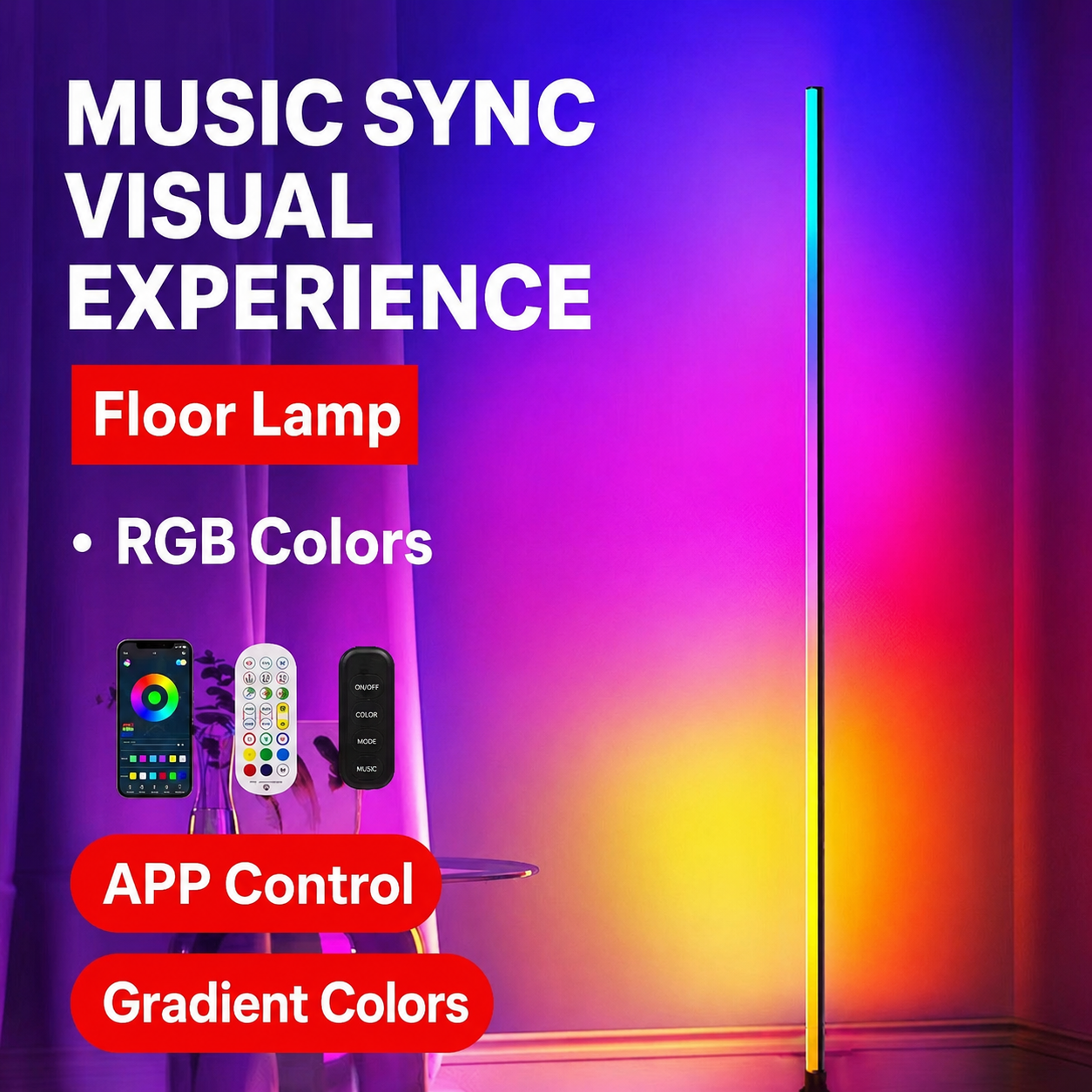quntis-gaming-rgb-lights-eck-stehlampe-142cm-wifi-alexa-musik image 4