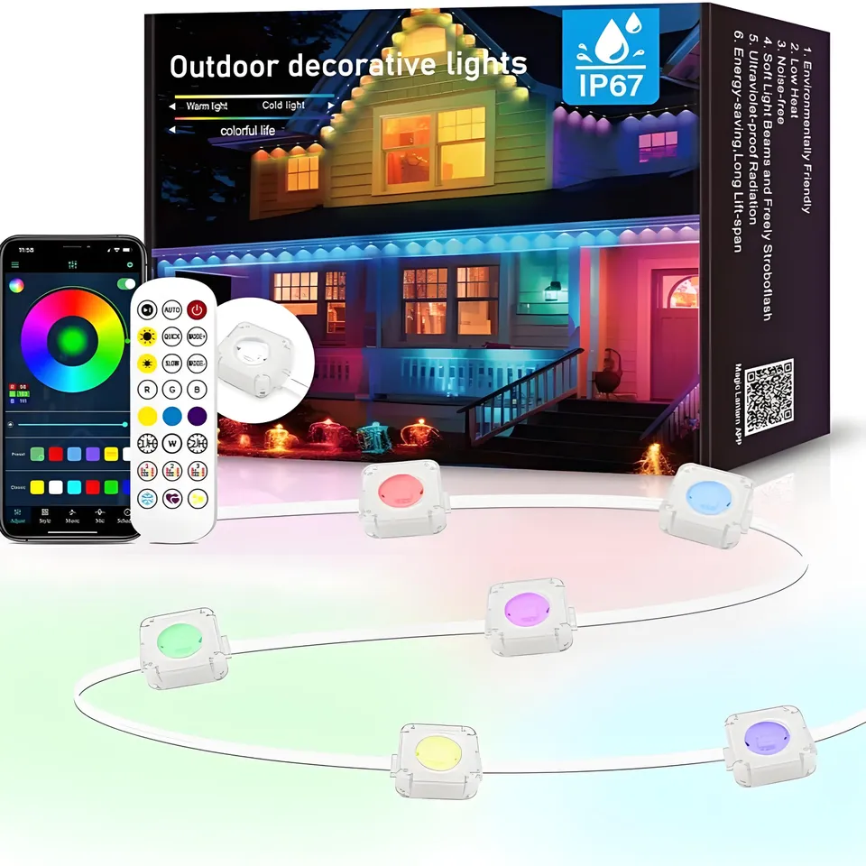 quntis-xmas-lights-outdoor-led-strip-15m-rgb-fernbedienung image 1