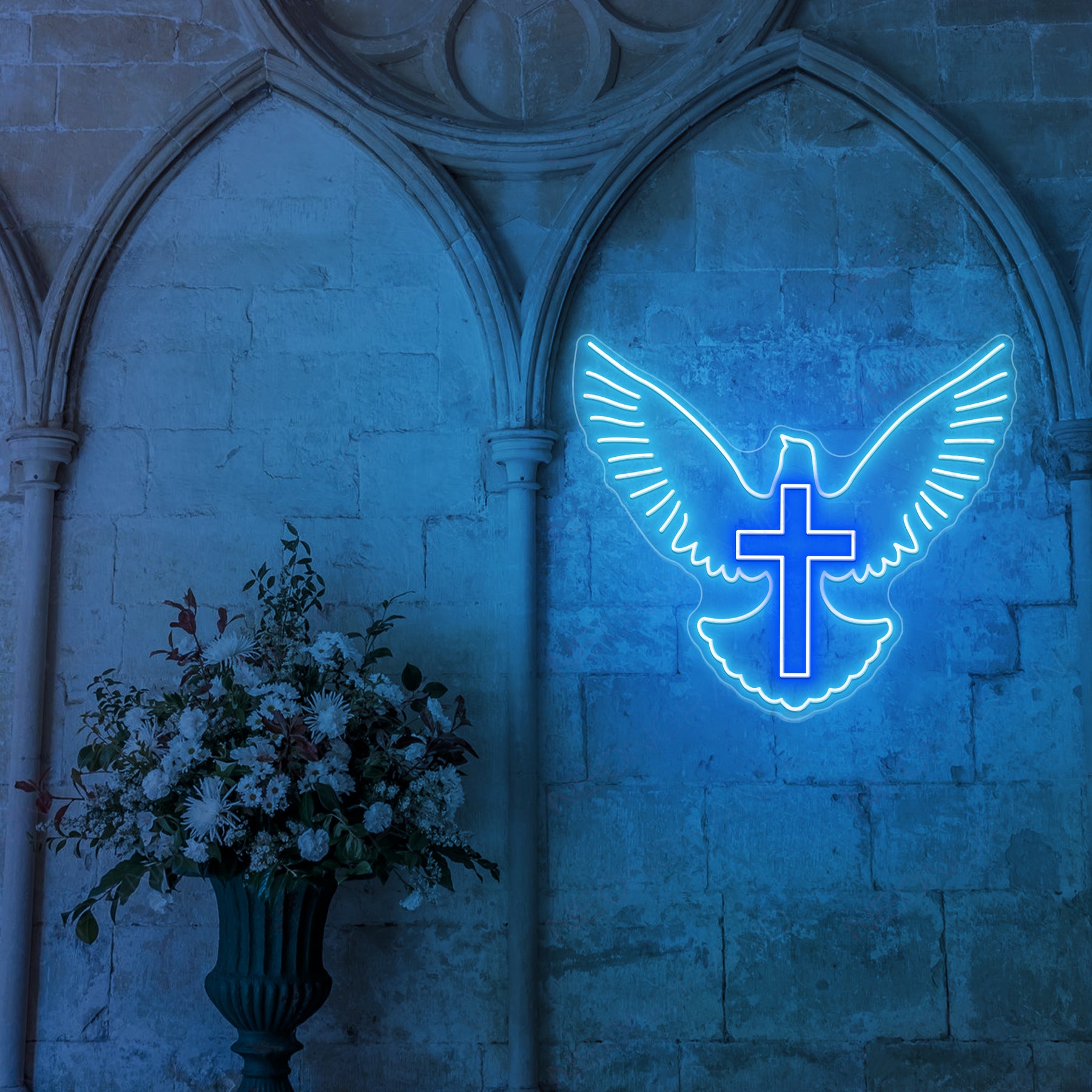 quntis-neon-signs-heiliger-geist-taube-neonschild-wei-40in image 2
