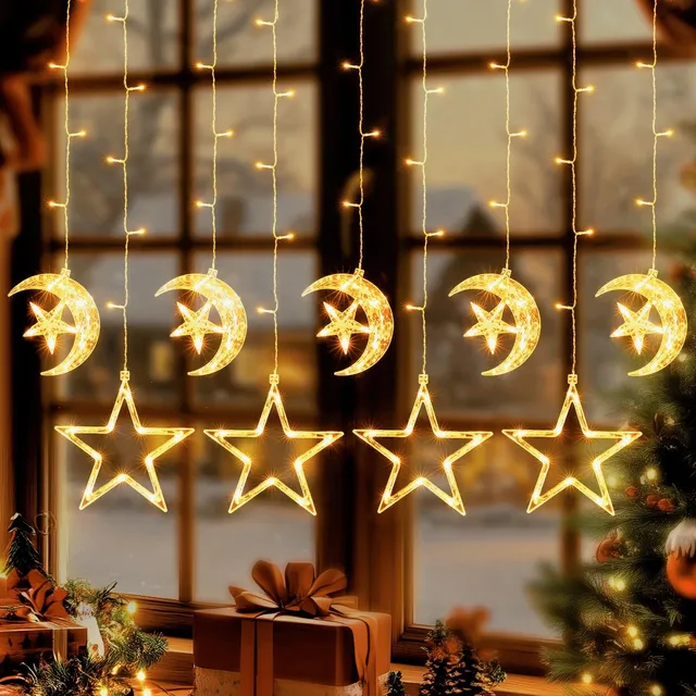 quntis-xmas-lights-stern-lichtervorhang-9er-warmwei-125-led image 1