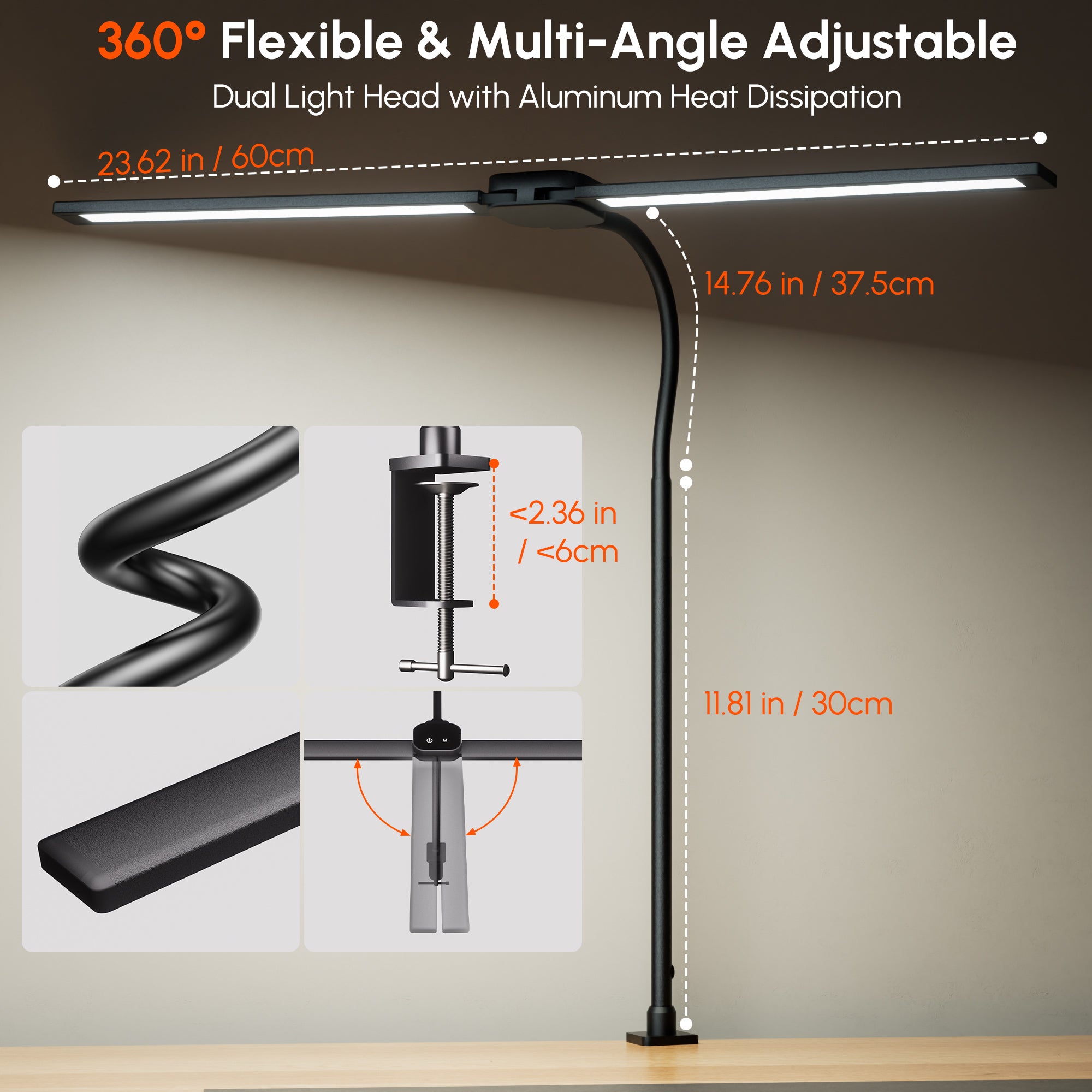 quntis-studio-series-dual-head-schreibtischlampe-klemme-schwarz image 5