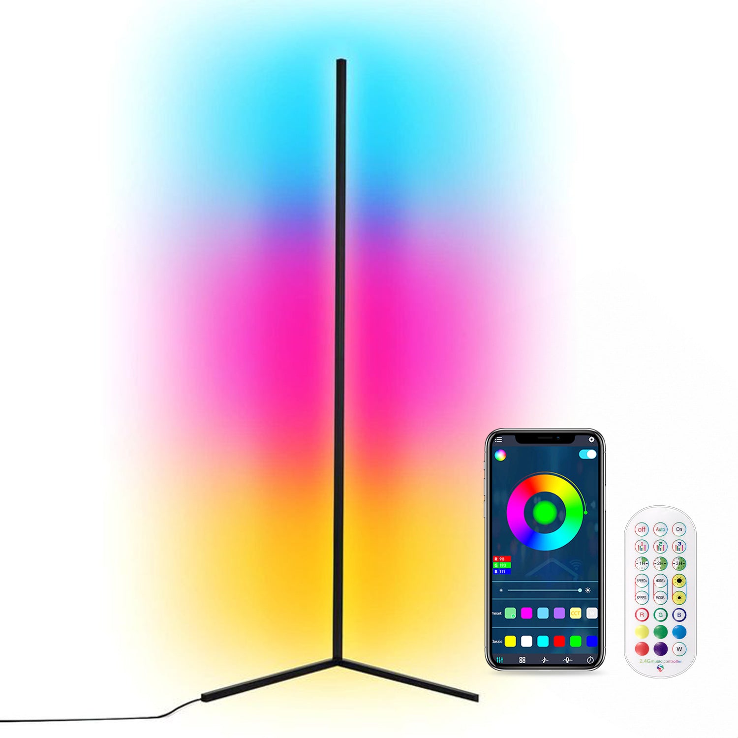quntis-gaming-rgb-lights-eck-stehlampe-142cm-wifi-alexa-musik image 1