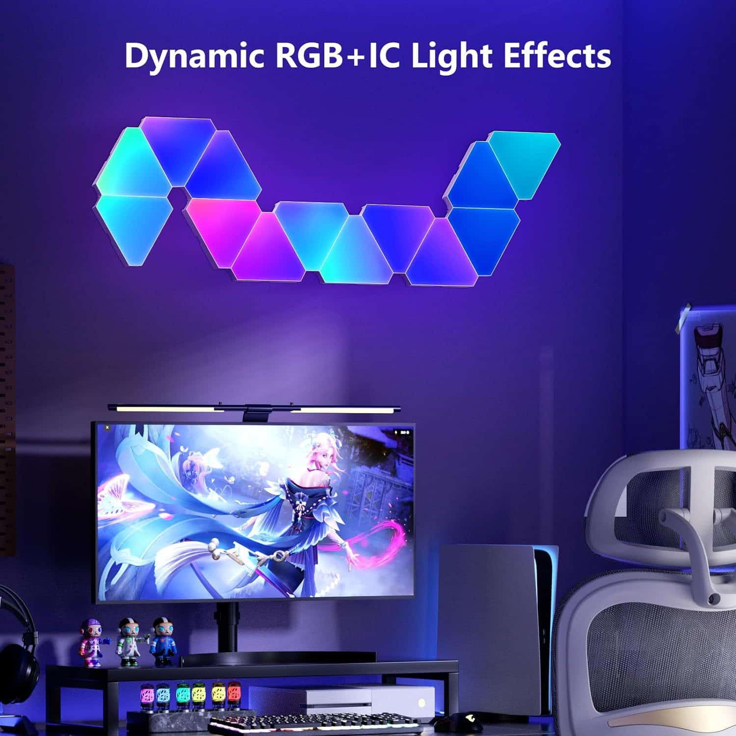 quntis-gaming-rgb-lights-triangle-panels-wifi-6er-set-musik image 2