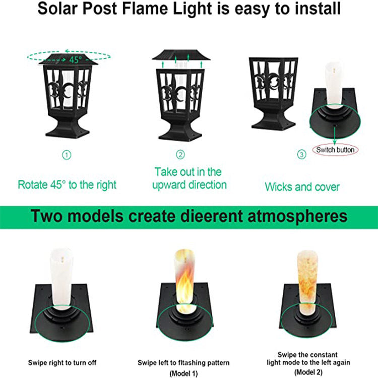 quntis-led-solar-pfostenlichter-flammen-effekt-4er-set-solar image 4