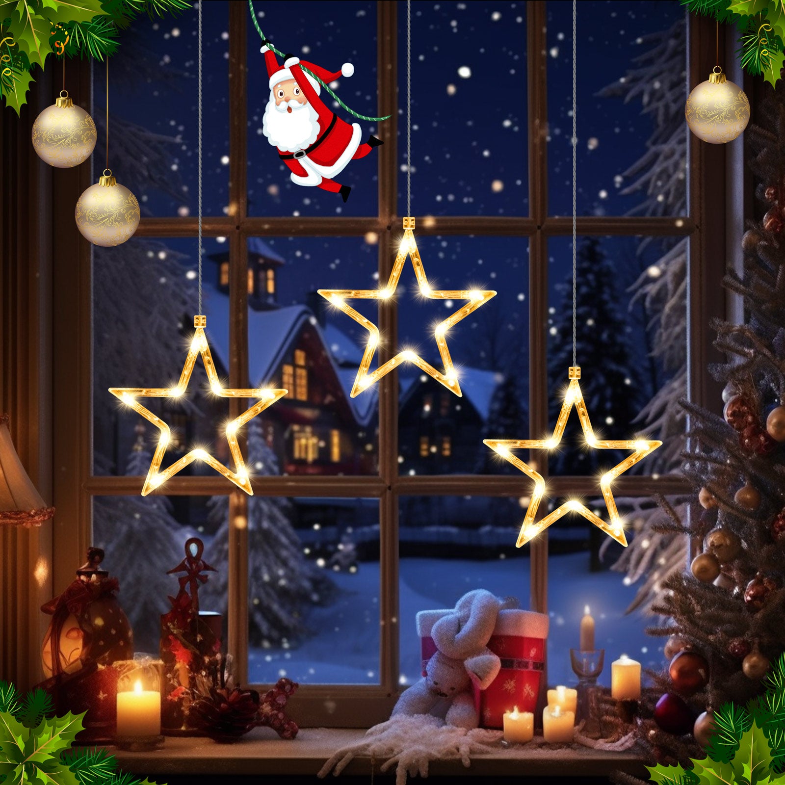 quntis-xmas-lights-fenster-sterne-lichterkette-3-sterne-warmwei image 2