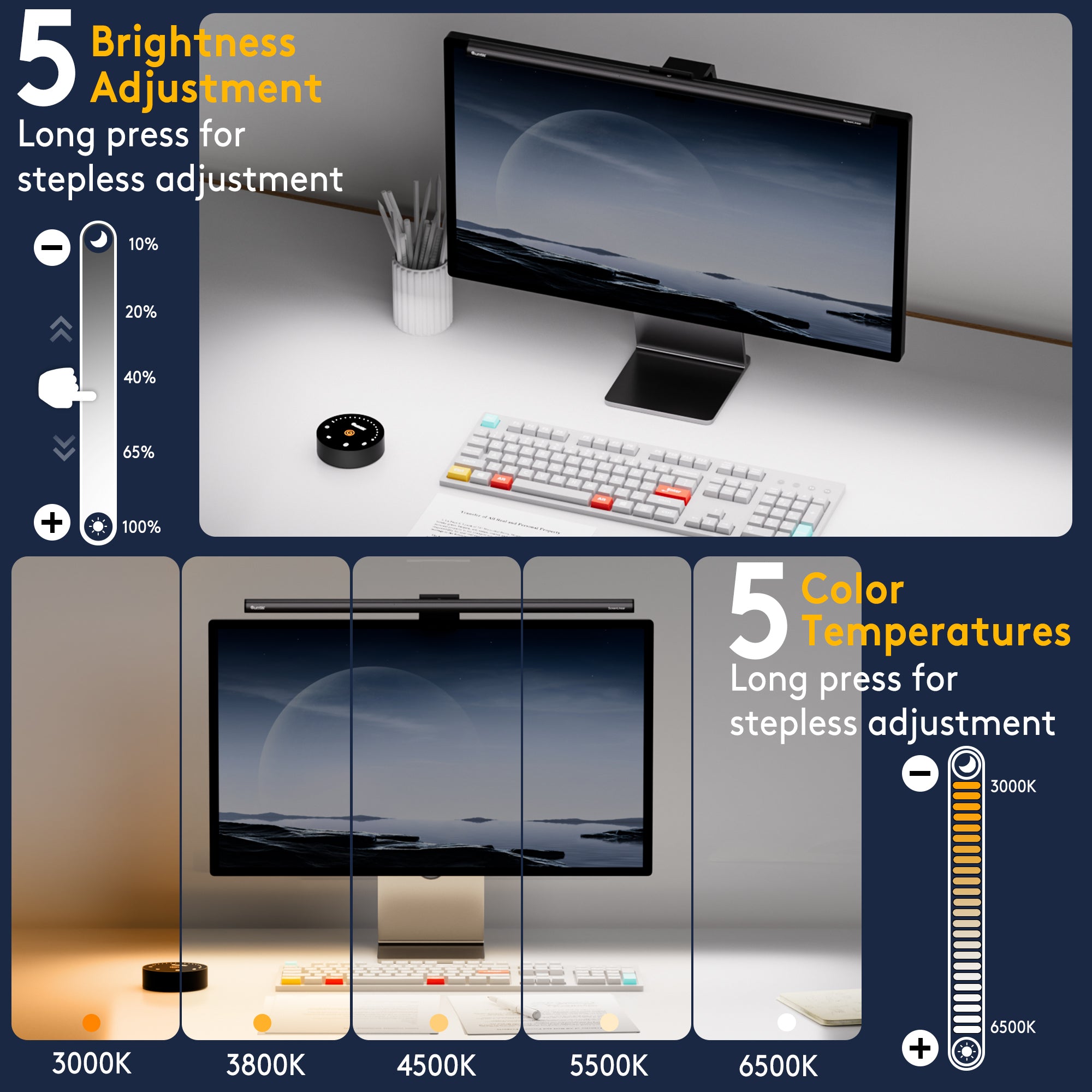 quntis-focus-monitor-light-bar-52cm-grau-sensor-remote image 3