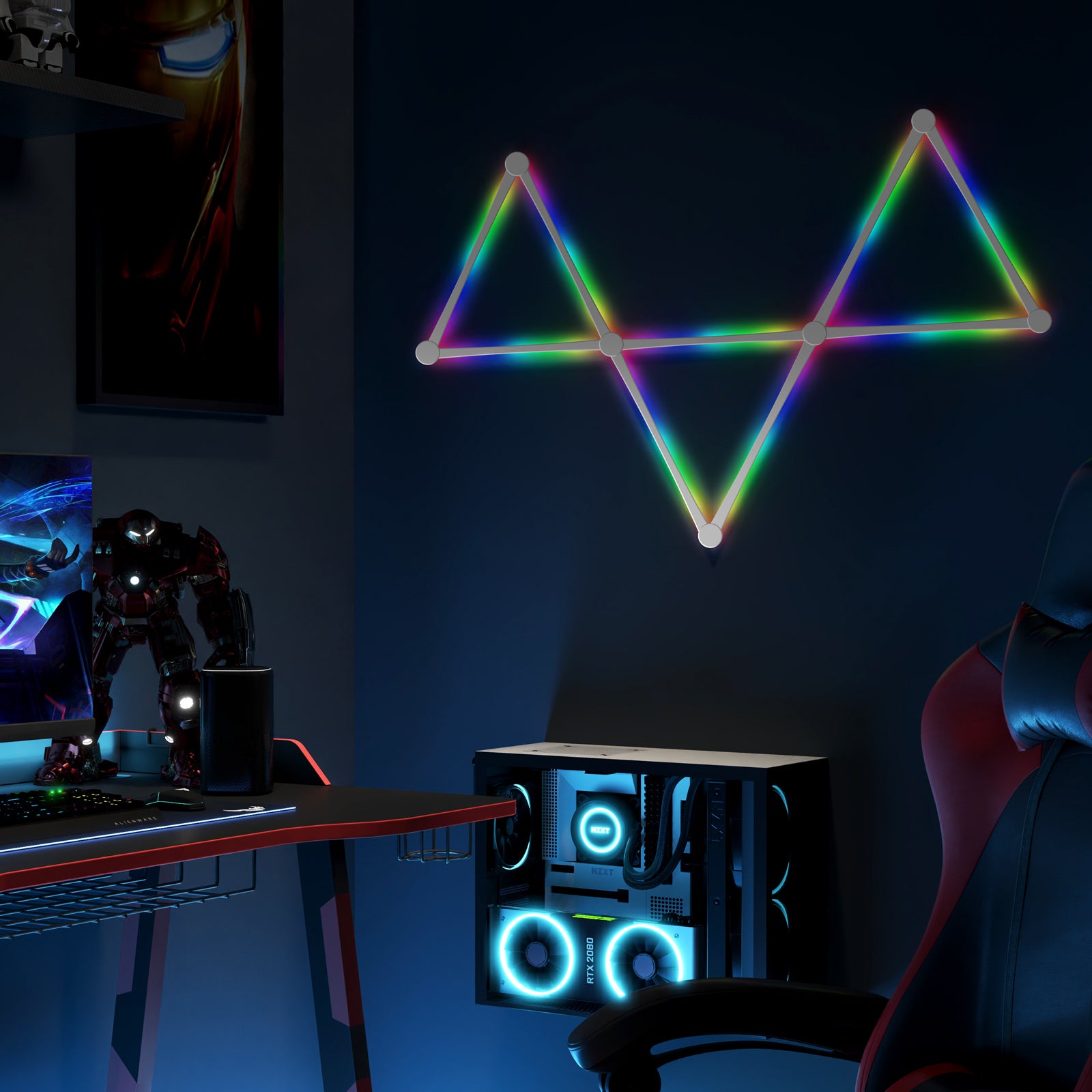 quntis-gaming-rgb-lights-glide-wandleuchte-6-lines-schwarz image 7