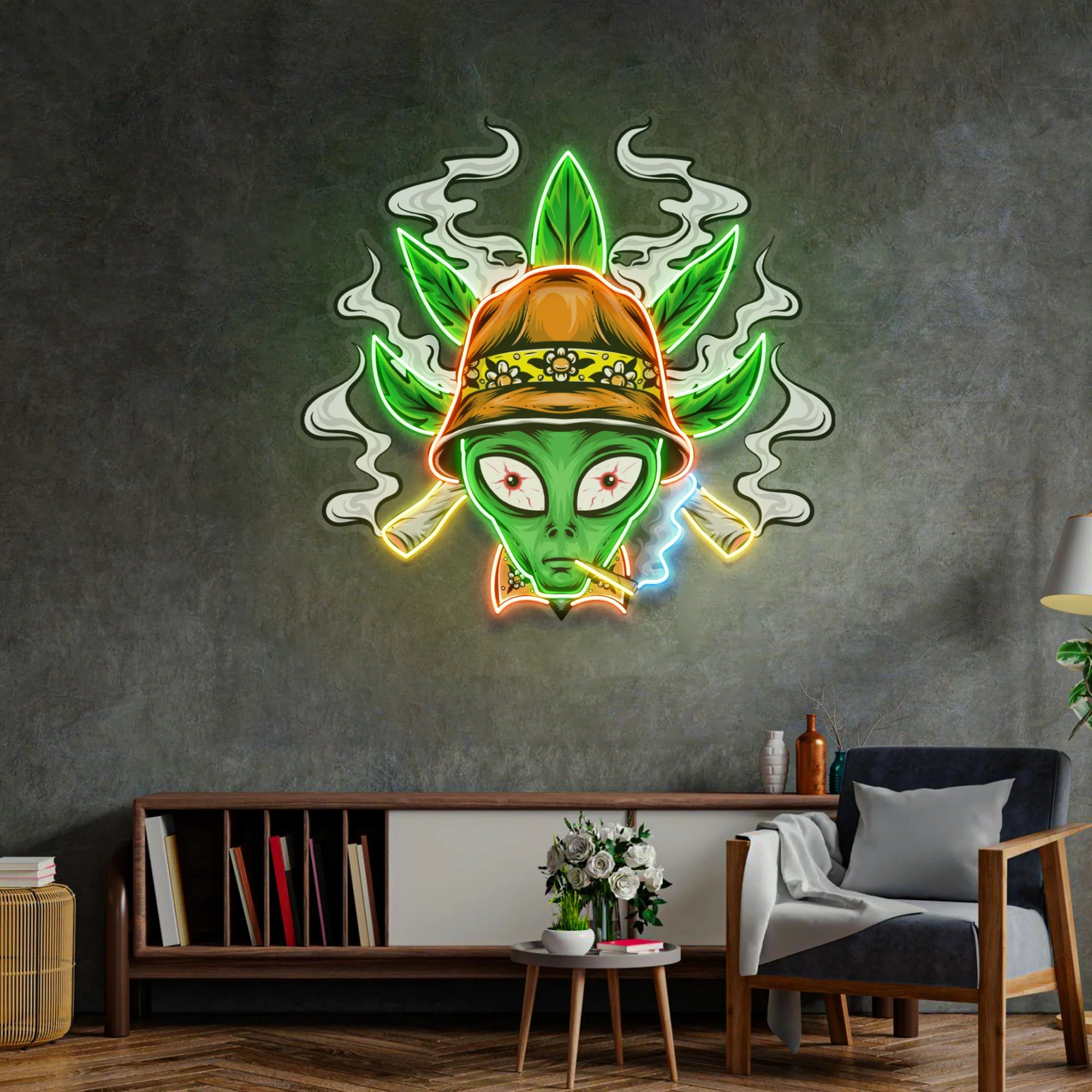 quntis-neon-signs-smoking-alien-neon-schild-16-zoll-gr-n image 4