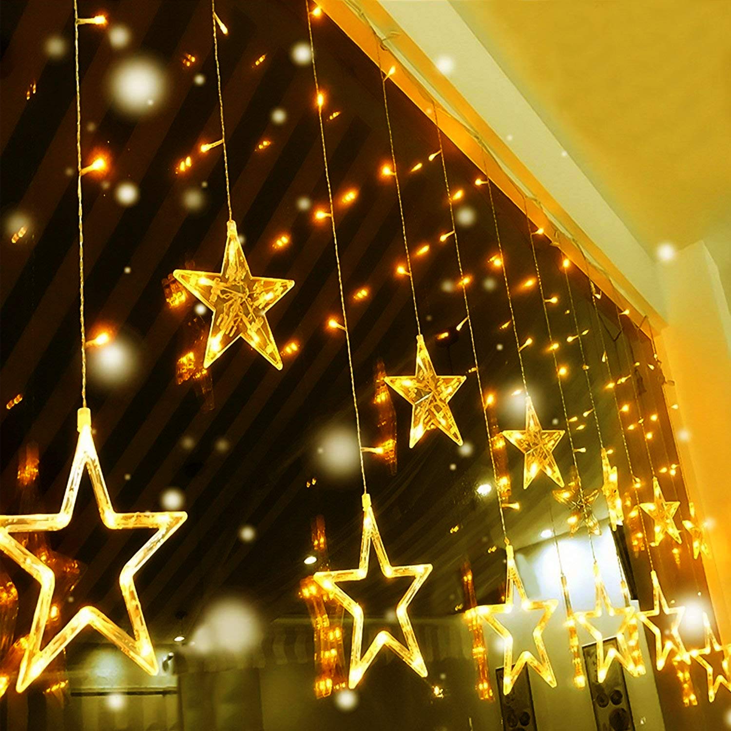 quntis-xmas-lights-lichtervorhang-sterne-138-led-warmwei image 1