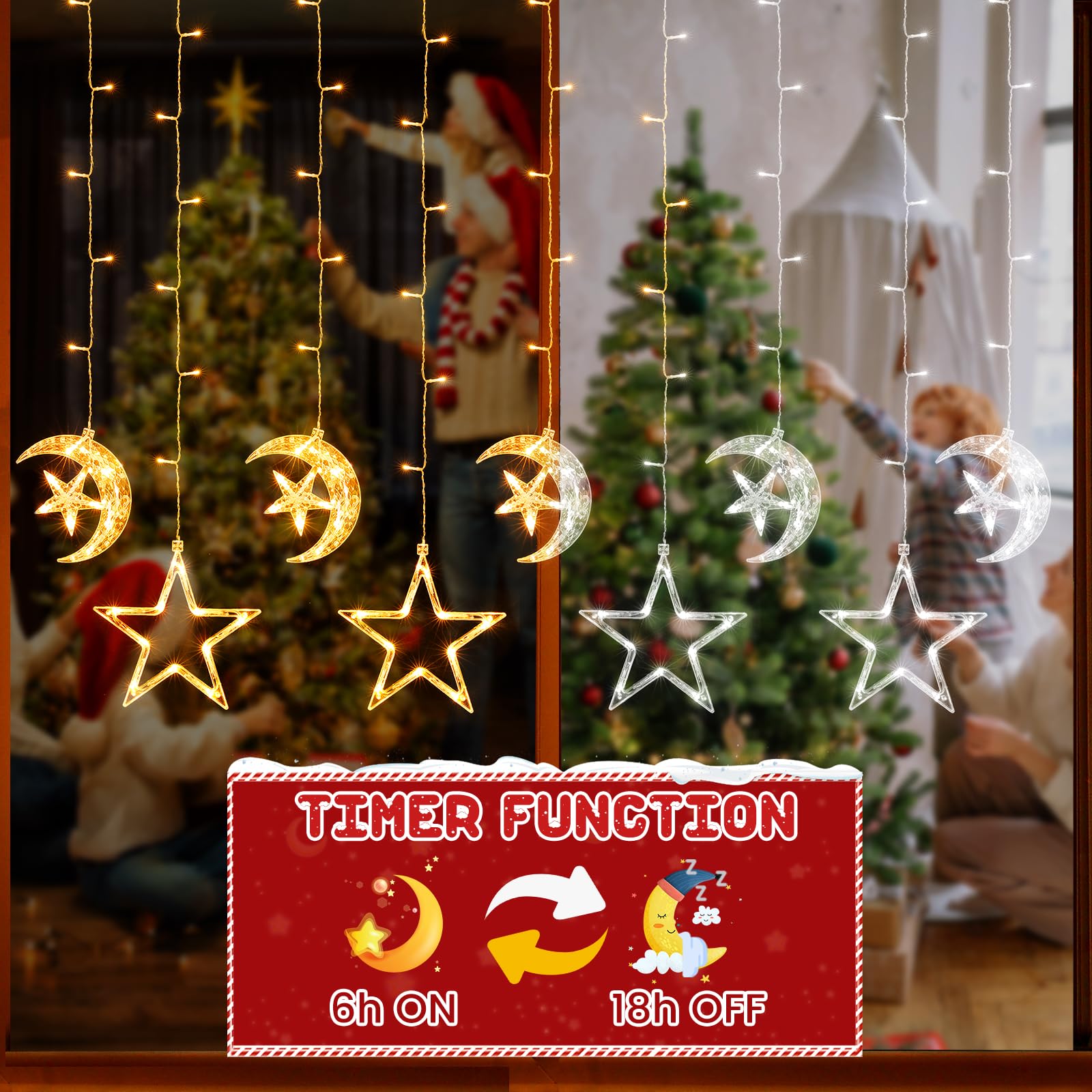 quntis-xmas-lights-stern-lichtervorhang-9er-warmwei-125-led image 4