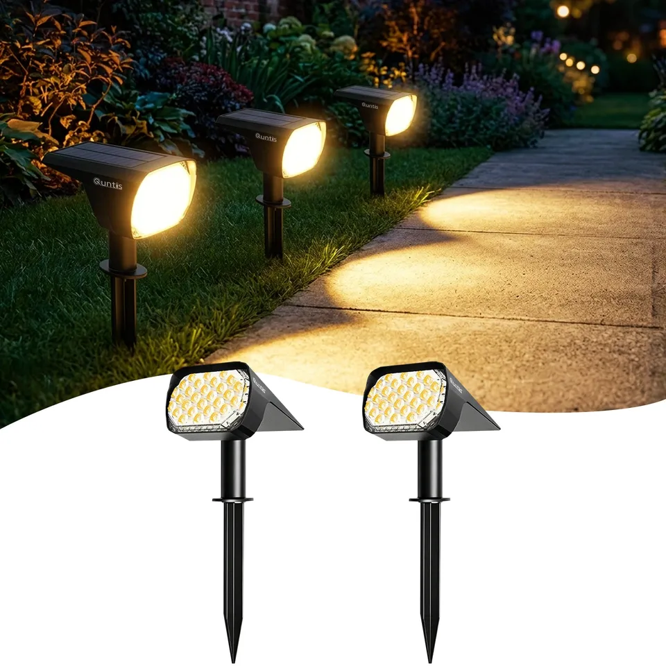quntis-led-solar-lights-spot-28-led-warmwei-4er-pack-solarstrahler image 1