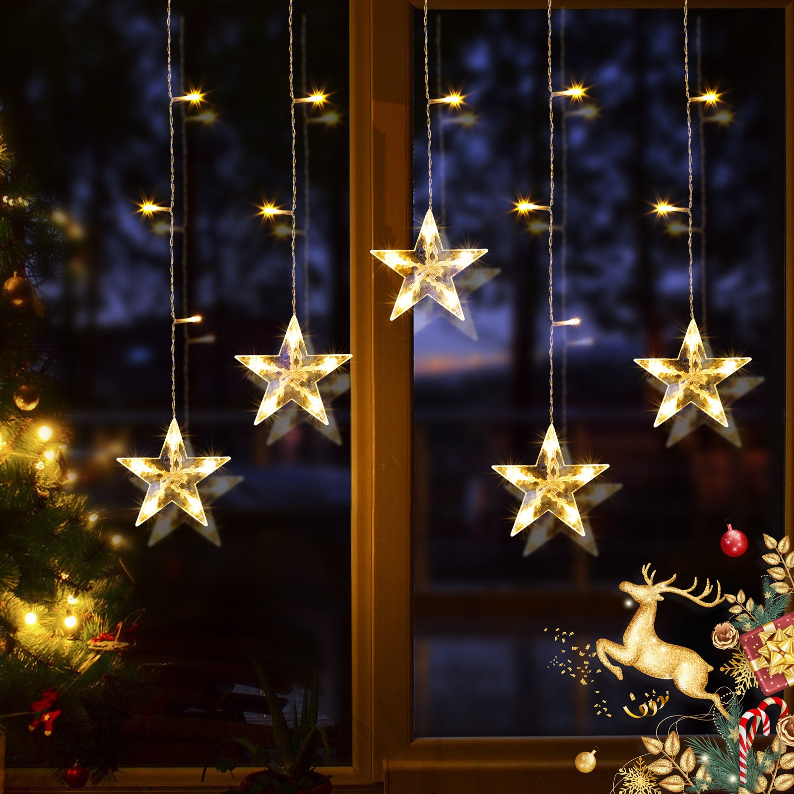 quntis-xmas-lights-sternenvorhang-36-leds-warmwei image 2