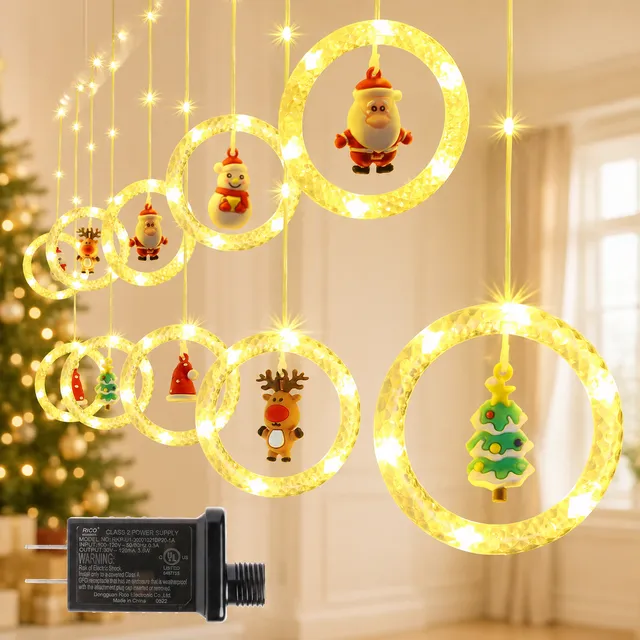 quntis-xmas-lights-lichtervorhang-warmwei-100-leds-3m image 1