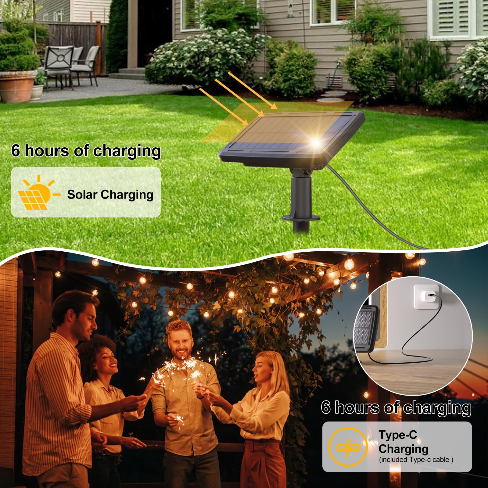 quntis-led-solar-106ft-g40-lichterkette-warmwei-fernbedienung image 2