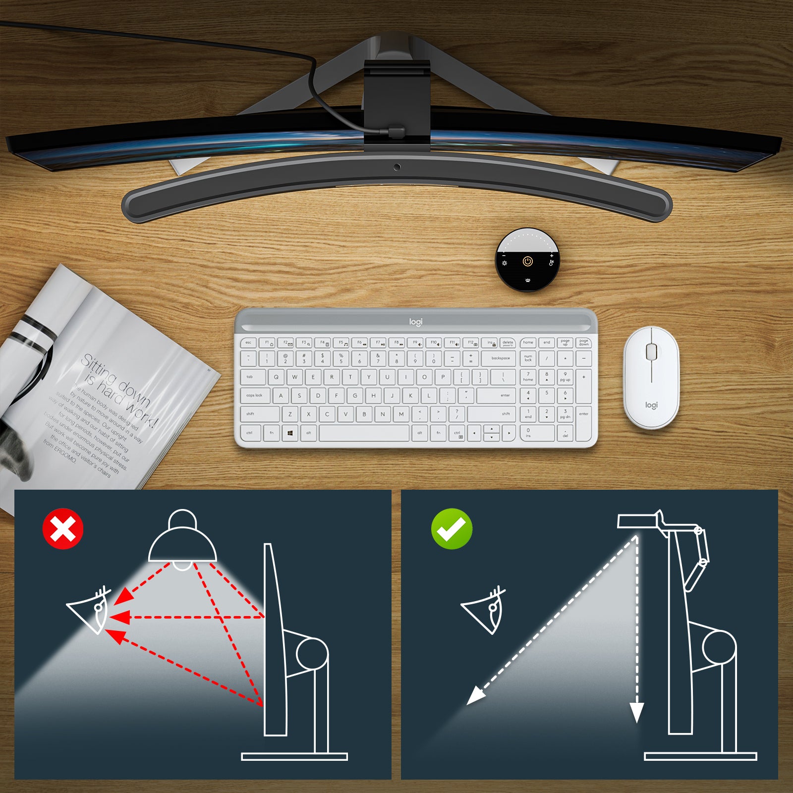 quntis-focus-bildschirmlampe-45-cm-schwarz-touch-fernbedienung image 6