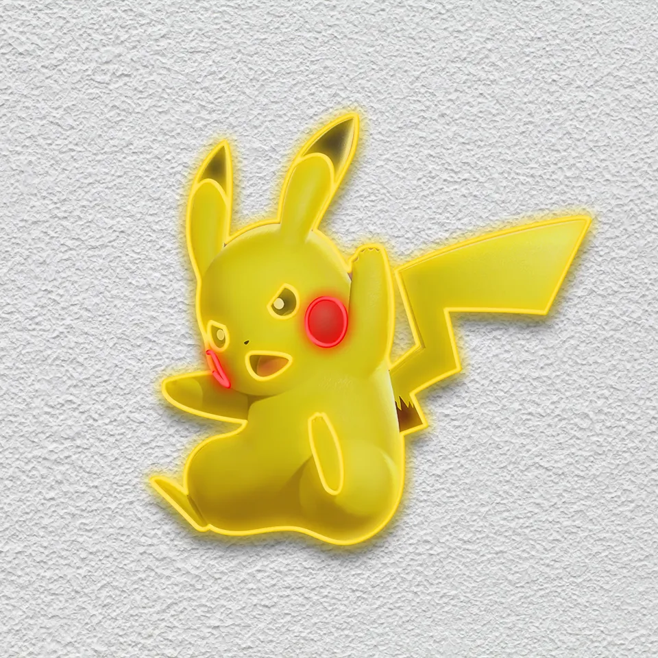 quntis-neon-signs-pikachu-led-neonschild-33in-gelb image 1