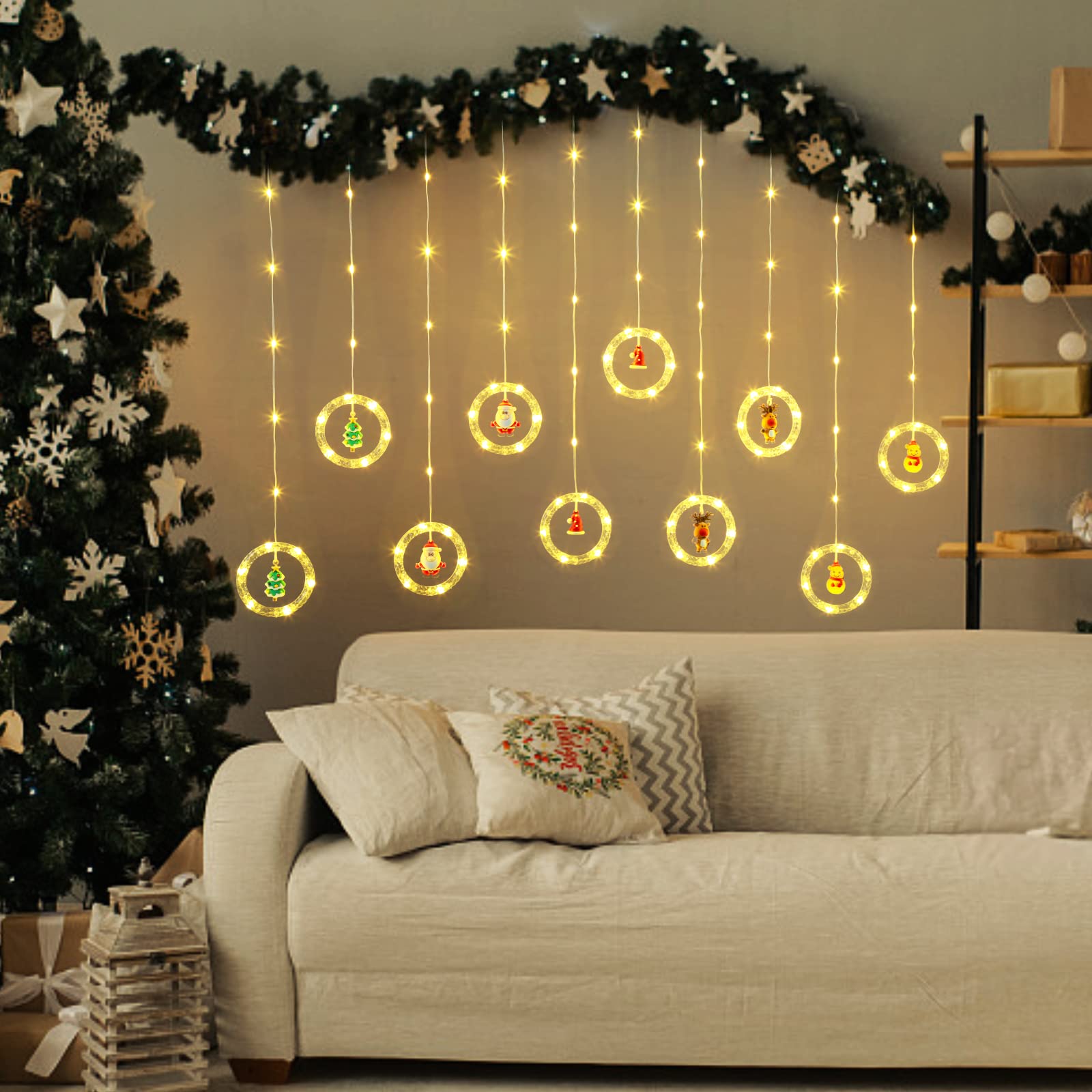 quntis-xmas-lights-lichtervorhang-warmwei-100-leds-3m image 2