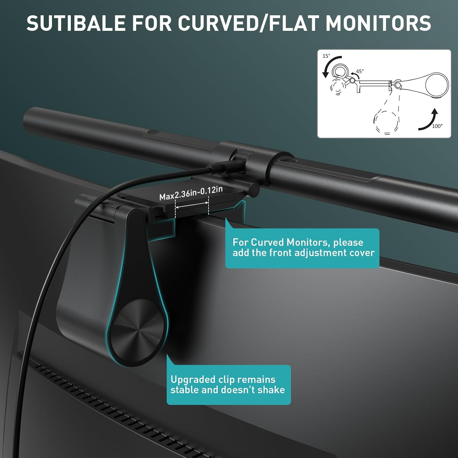 quntis-focus-monitor-light-bar-51-cm-schwarz-mit-fernbedienung-blendfrei image 2